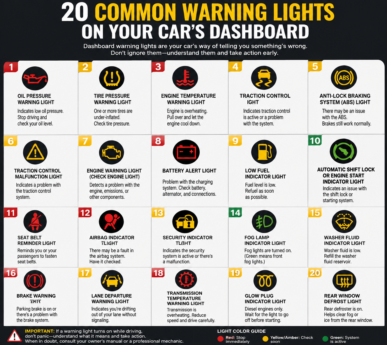 20 Common Dashboard Warning Lights and What They Mean