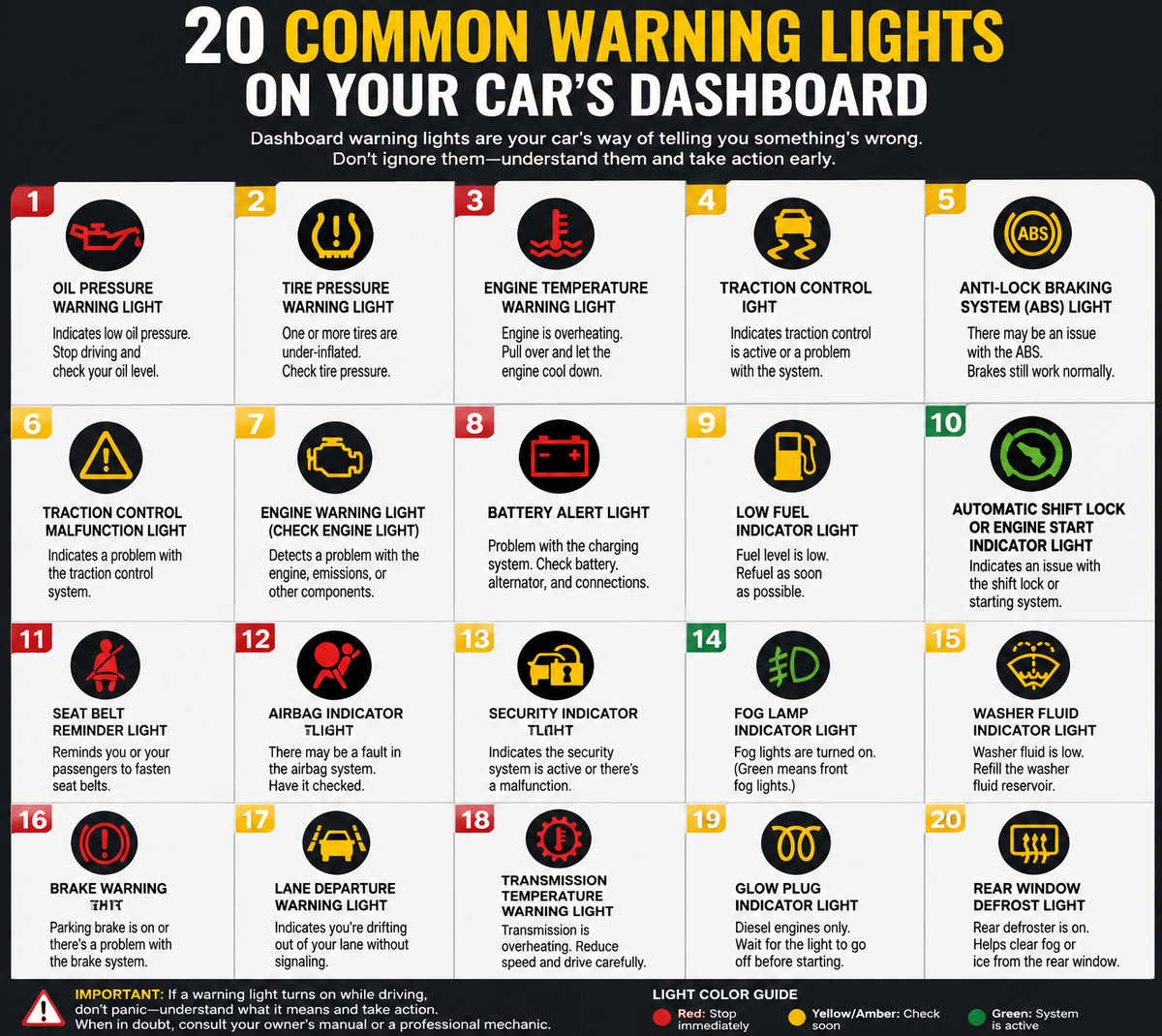 20 Common Dashboard Warning Lights and What They Mean