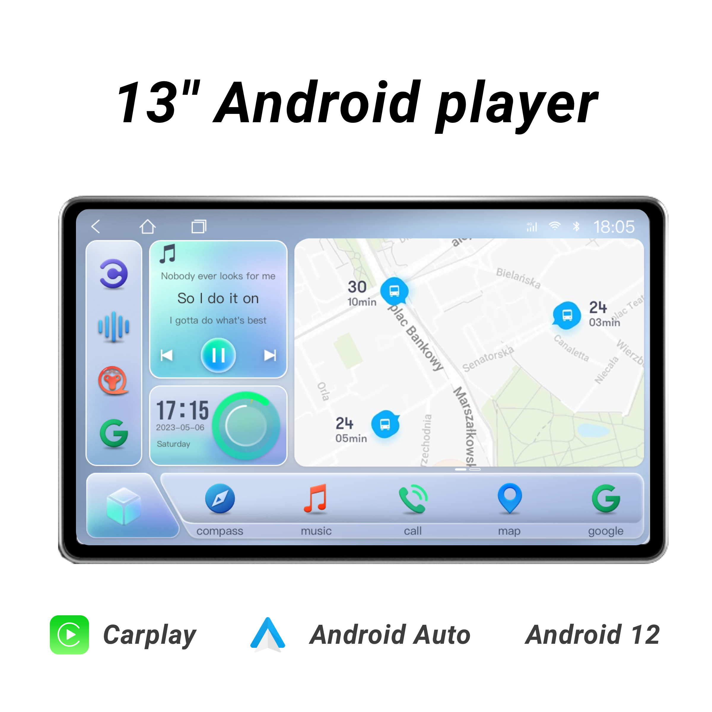 Android 12 13inch Universal Android player Car Radio