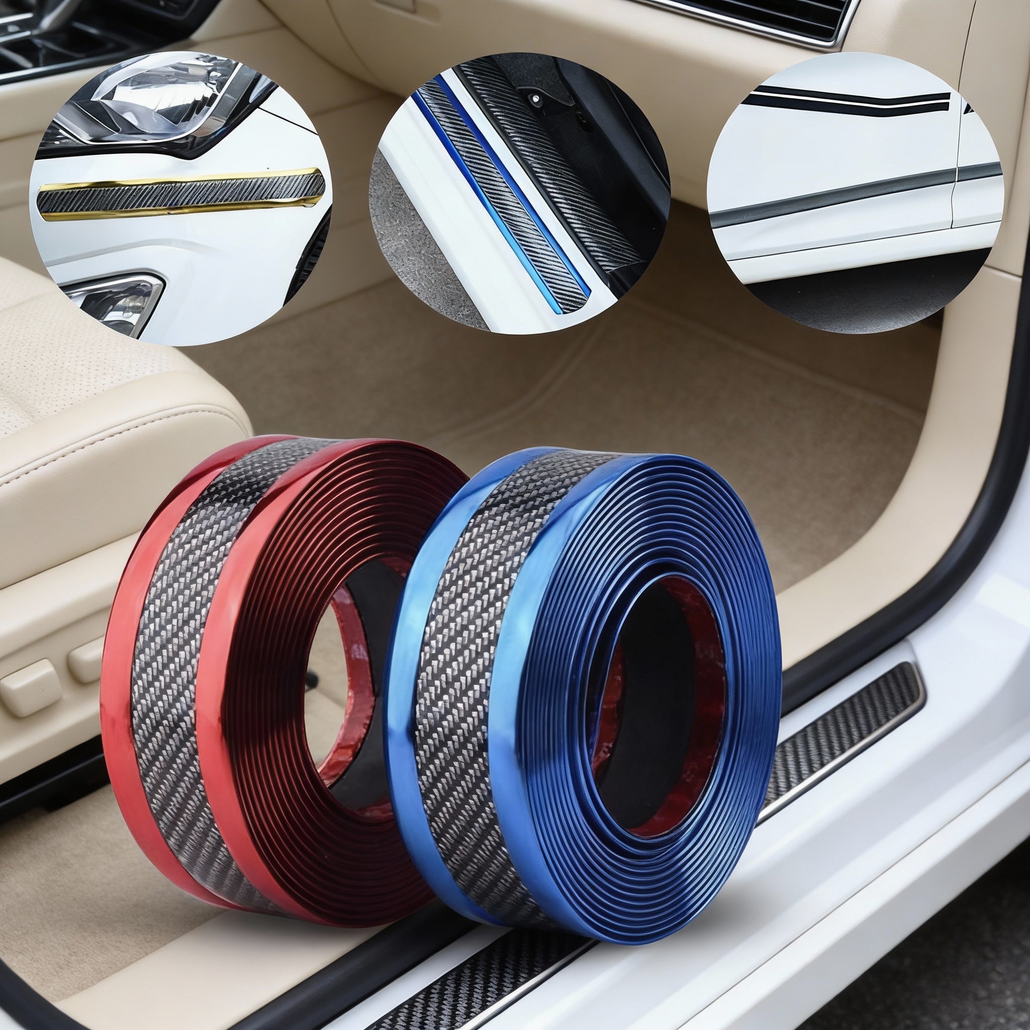 Car Carbon Fiber Pattern Door Sill Decorative Protective Sticker
