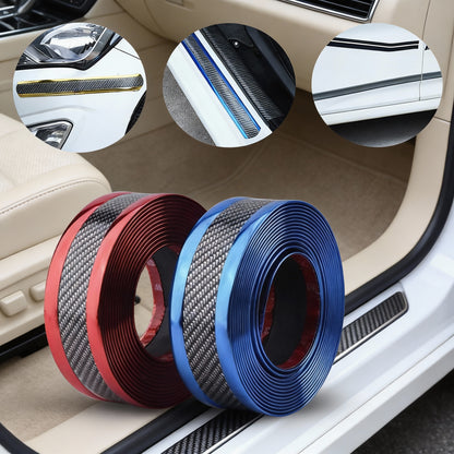 Car Carbon Fiber Pattern Door Sill Decorative Protective Sticker