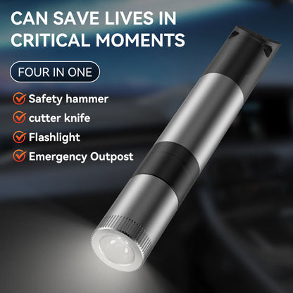 4in1 Emergency Safety Hammer Car Window Breaker Seatbelt Cutter Knife Flashlight Whistle Car Escape Tool for Emergency