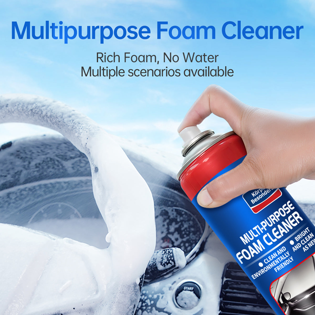 Car Interior Foam Cleaner with Built-In Brush – 21.98 fl oz (650 mL)
