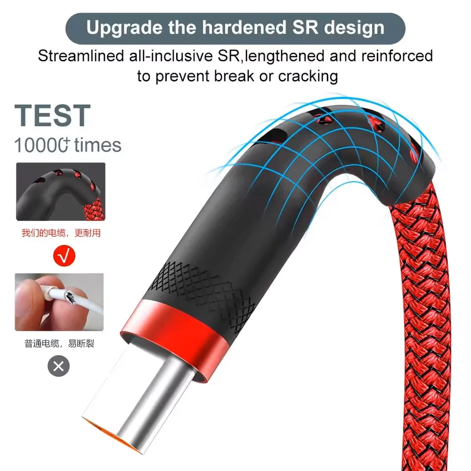 6A USB TYPE C Fast Charge Cable USB C Extend Charging Cable For IPhone 15 16 Huawei Samsung Xiaomi Quick Charging Phone Cable